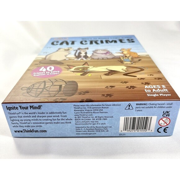 Cat Crimes "Who's to Blame Logic Game" by Think Fun Board Game Complete - Picture 3 of 12